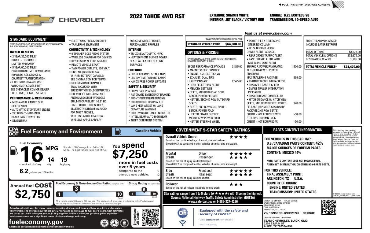 2022 Chevrolet Tahoe RST