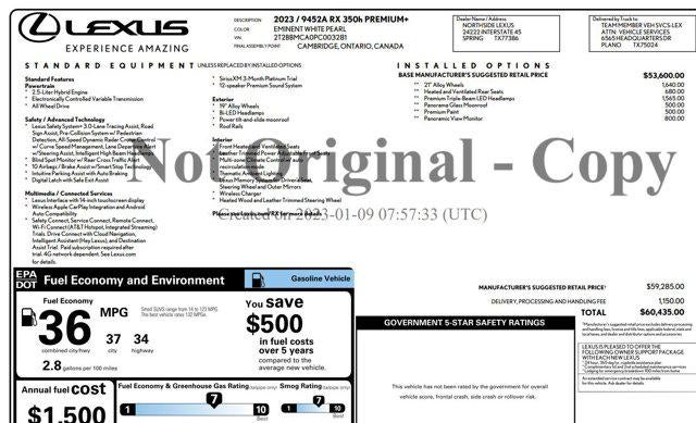 2023 Lexus RX RX 350h Premium Plus