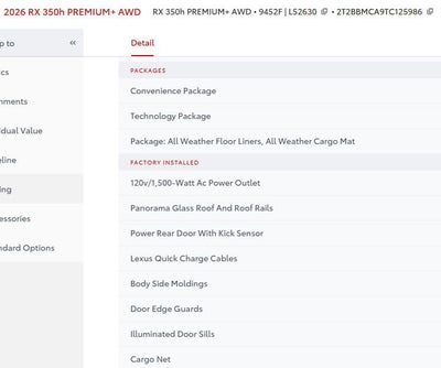 2026 Lexus RX RX 350h Premium+