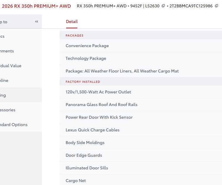 2026 Lexus RX RX 350h Premium+