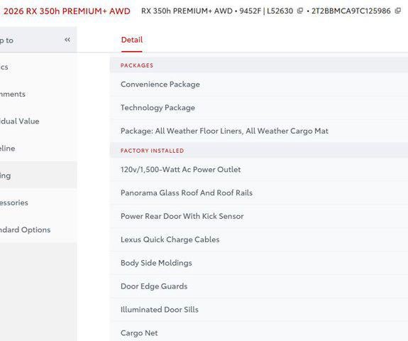 2026 Lexus RX RX 350h Premium+