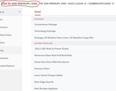 2026 Lexus RX RX 350h Premium+