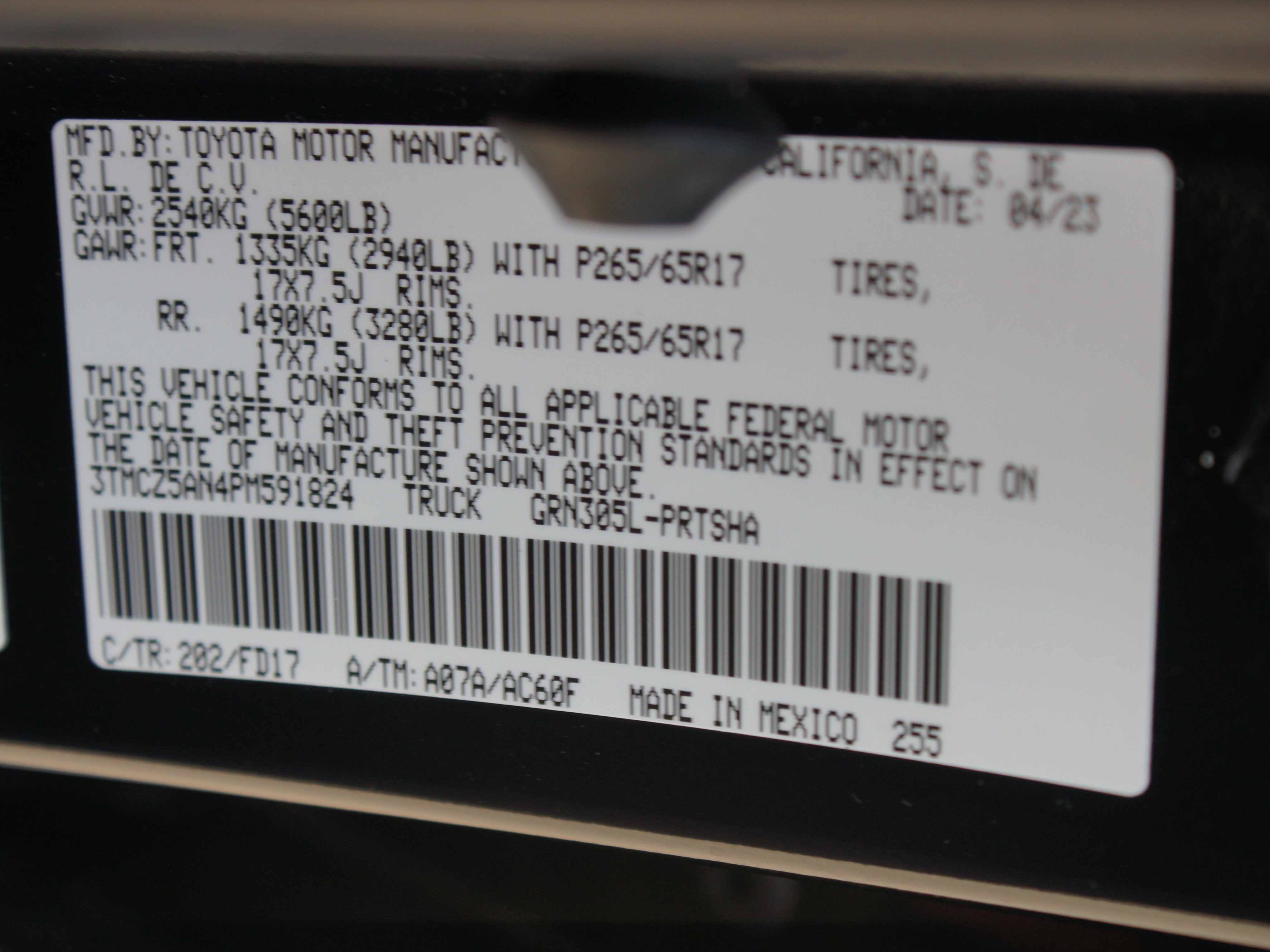 2023 Toyota Tacoma 4WD TRD Sport
