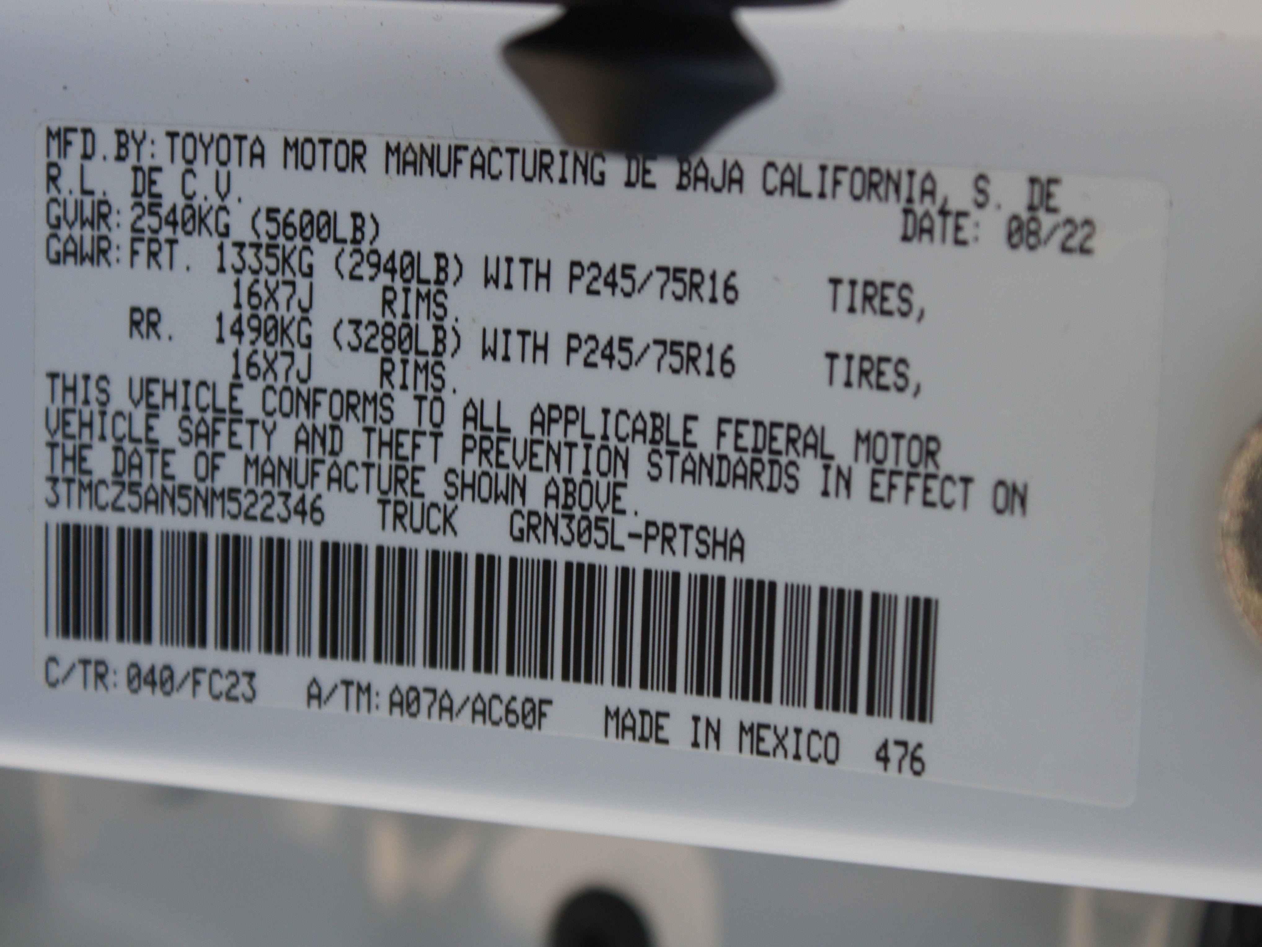 2022 Toyota Tacoma 4WD SR5