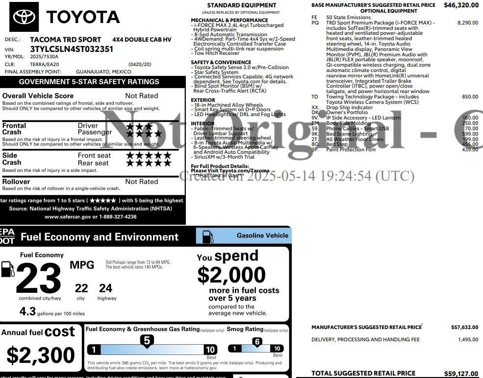 2025 Toyota Tacoma 4WD TRD Sport Hybrid