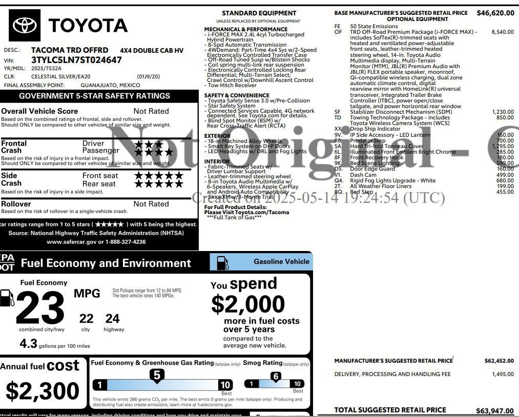 2025 Toyota Tacoma 4WD TRD Off Road Hybrid
