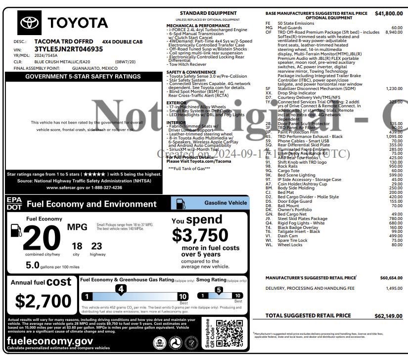 2024 Toyota Tacoma 4WD TRD Off Road