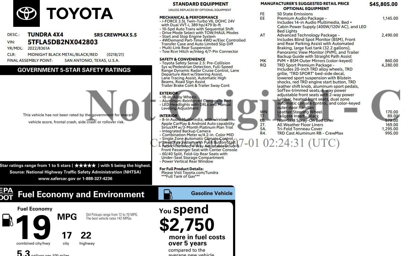 2022 Toyota Tundra 4WD SR5