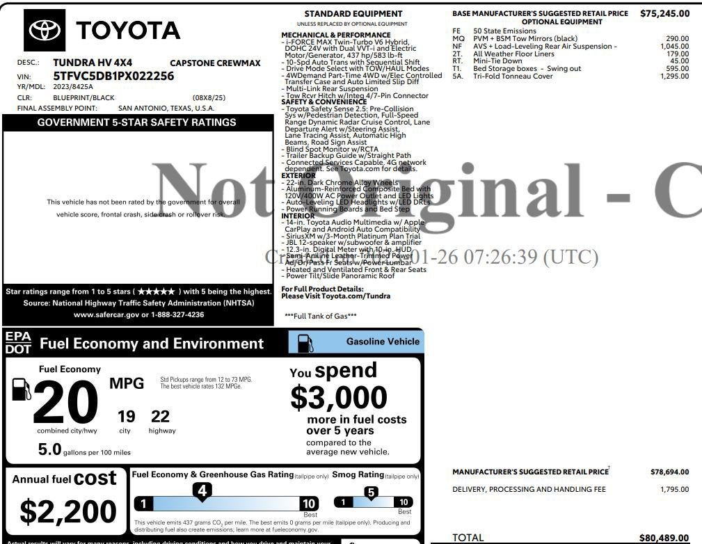 2023 Toyota Tundra 4WD Capstone Hybrid