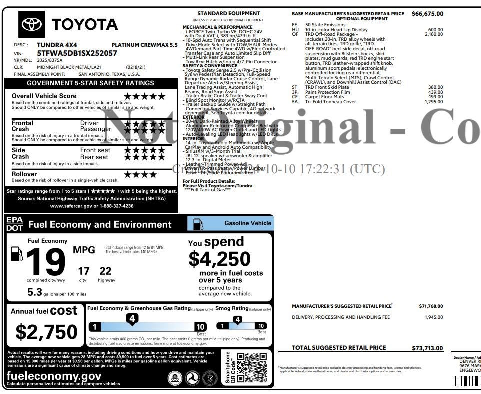 2025 Toyota Tundra 4WD Platinum