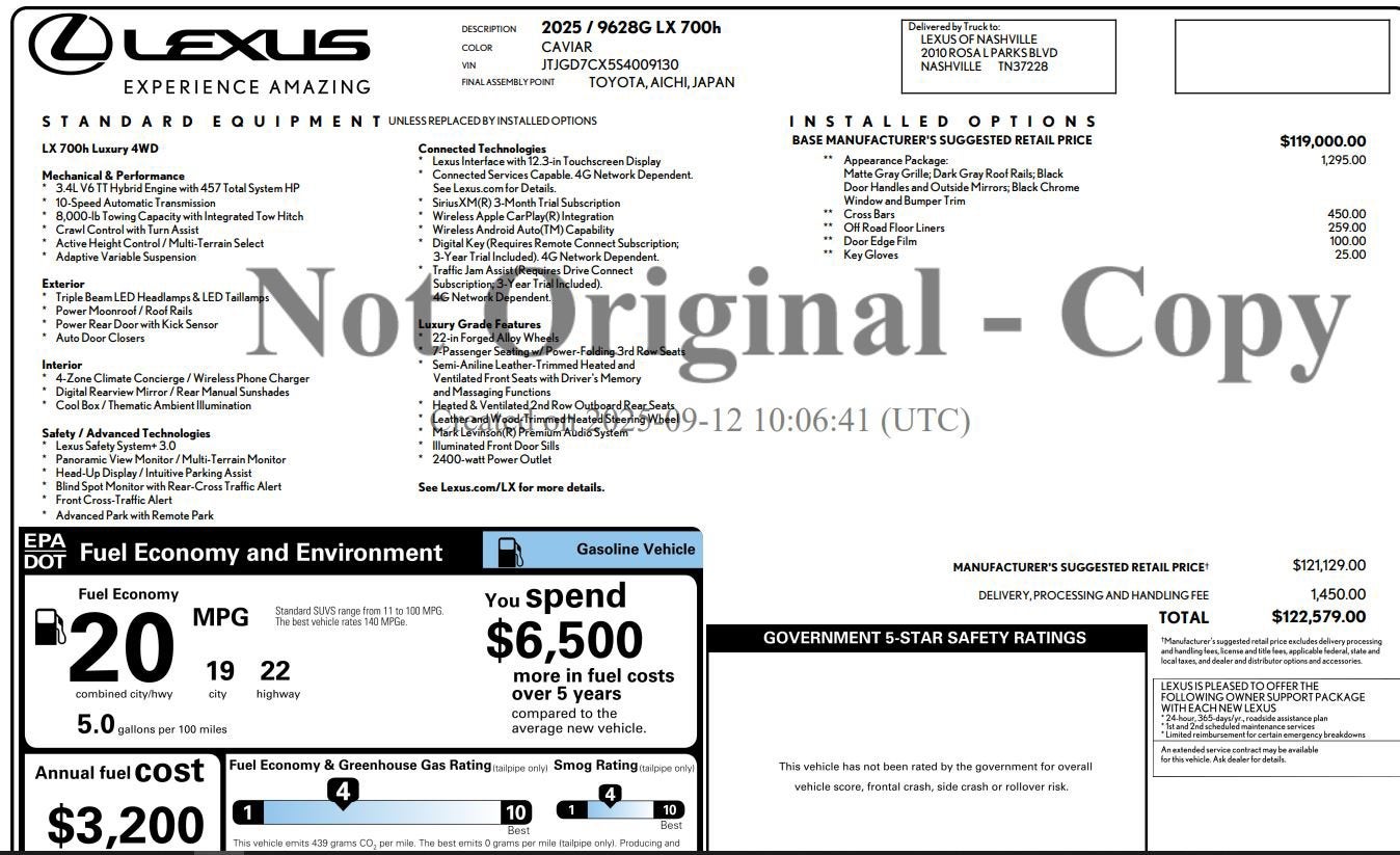 2025 Lexus LX LX 700h Luxury