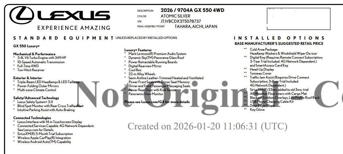 2026 Lexus GX GX 550 Luxury+