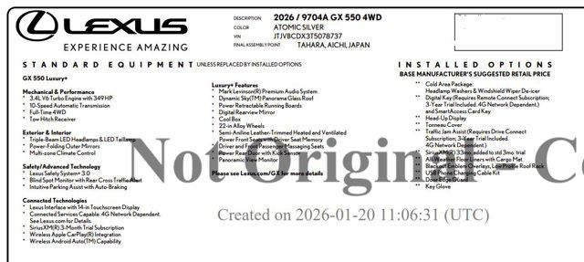 2026 Lexus GX GX 550 Luxury+