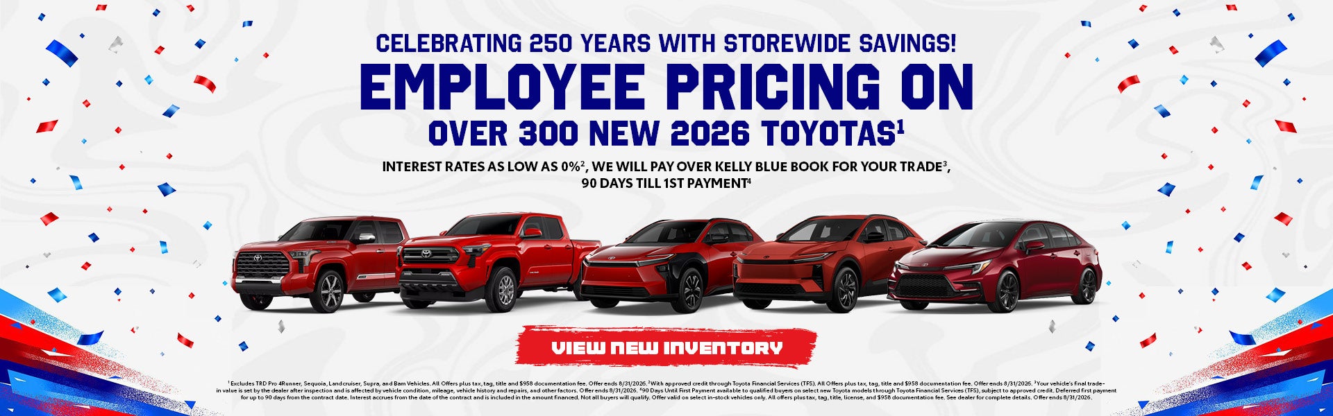 Employee Pricing On Over 300 New 2026 Toyotas