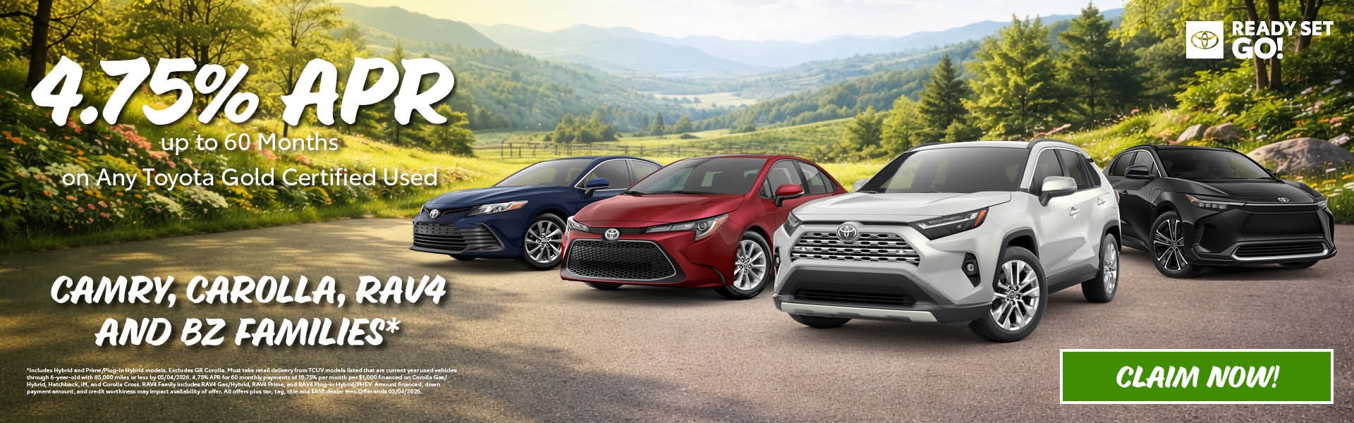 4.75% APR up to 60 Months on Any Toyota Gold Certified Used