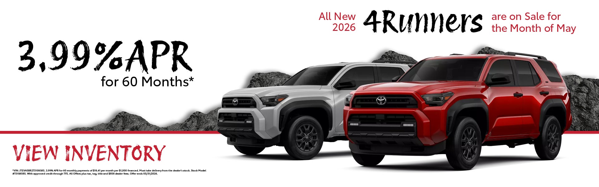 All New 2026 4Runners are on Sale for the Month of May