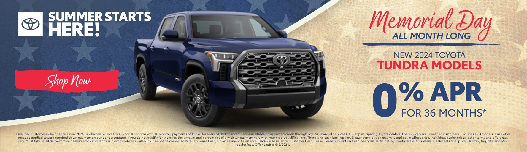New 2024 Toyota Tundra Models 0% APR for 36 Months