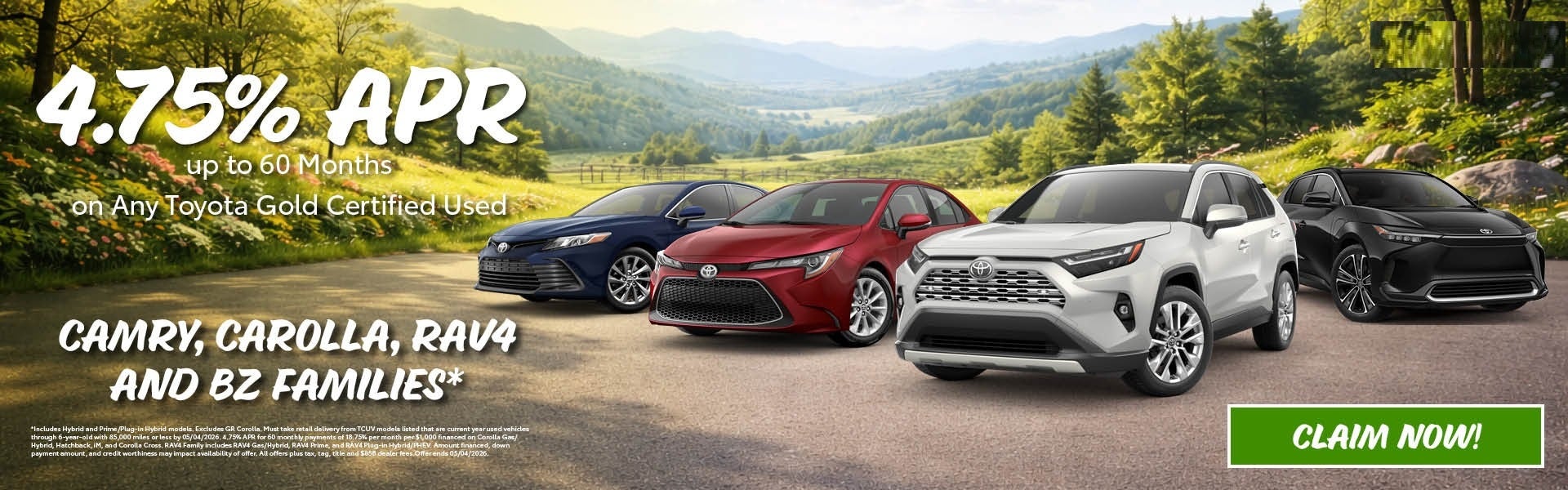 4.75% APR up to 60 Months on Any Toyota Gold Certified Used